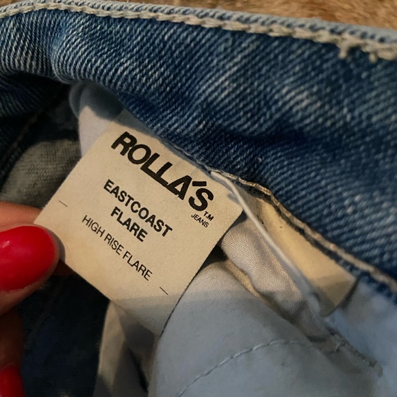 Rolla's Women's Eastcoast Flare High Rise Blue Denim Jean Wide Leg 27R (27x33) - Picture 4 of 4